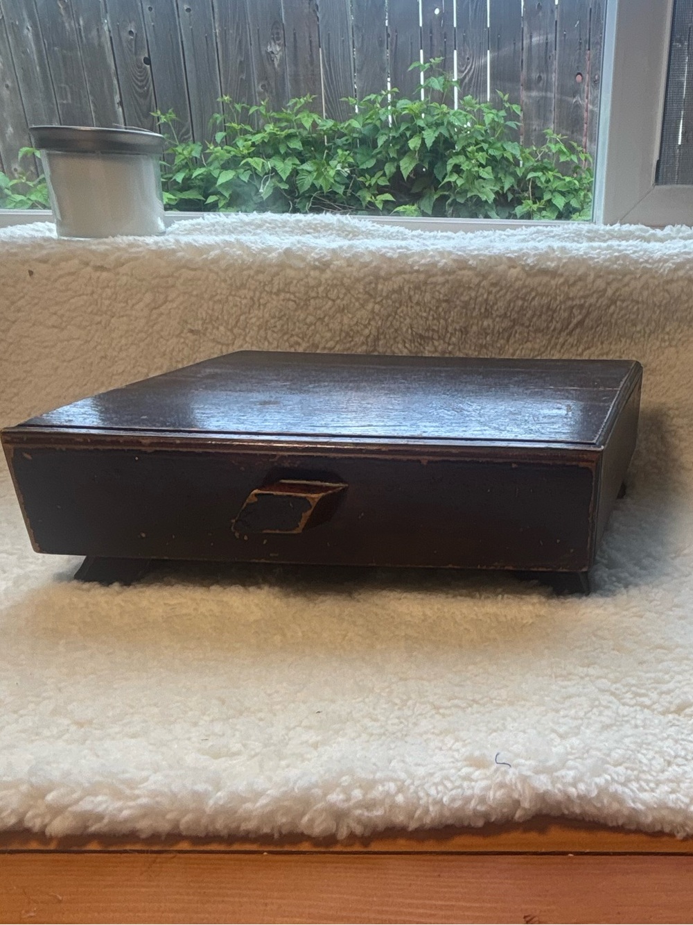 Vintage Wooden Slant Top Desk Box with Pull Out Drawer- primitive rustic storage